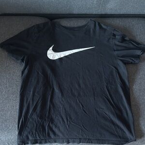 Nike Men's Black Tee with White Logo